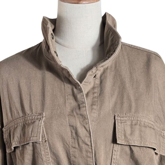 Time and Tru Tan Cropped Tie Front Utility Jacket - Picture 2 of 6